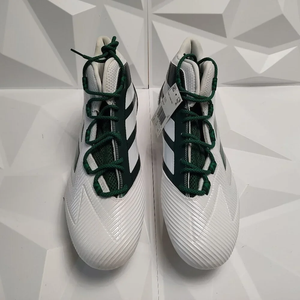 Adidas Mens Football Cleats 16 White Green Shoe Lacrosse Freak Carbon Mid - Picture 3 of 14